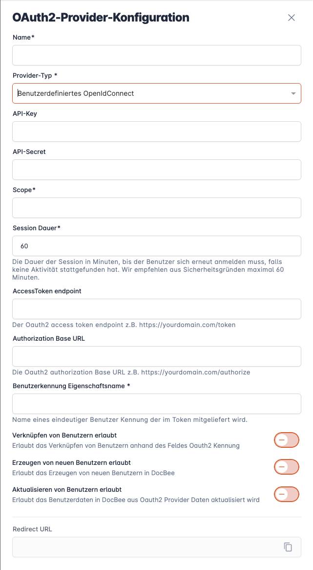 Konfiguration OpenIdConnect-Provider