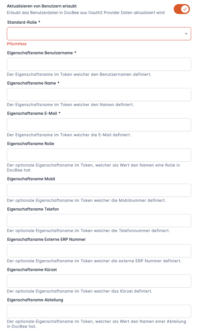 Benutzer aktualisieren über OAuth2