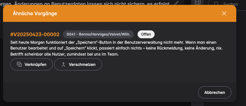 Vorgang verknüpfen